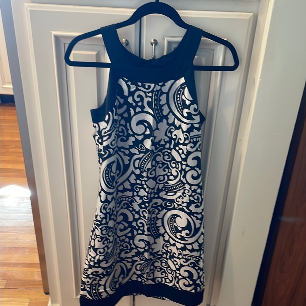 WHBM Black and White Silk Dress